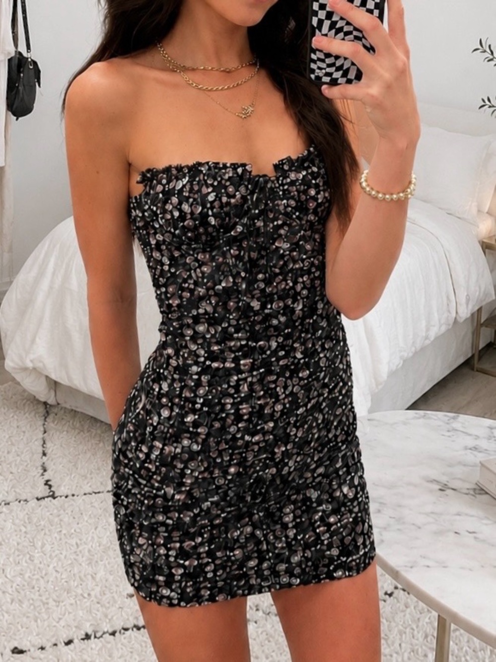 Kiss the Sky Strapless Ruched Floral Mini Dress | XS | Corset Style